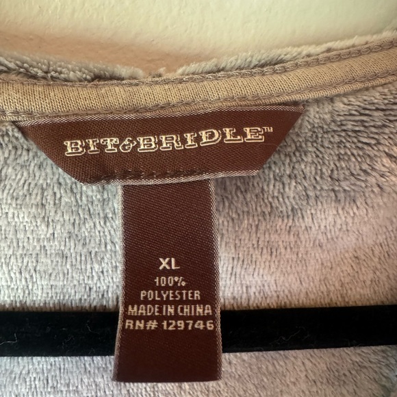 Bit and Bridle women’s XL equestrian southwestern open front hooded vest - Picture 2 of 7